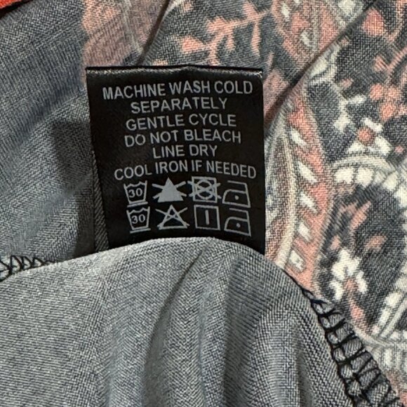 Vintage Y2K Antthony Maxi Dress L Paisley Orange Black Empire Long Sleeve V-neck - Picture 8 of 9